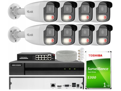Súprava na monitorovanie IP 2Mpx 8 kamier IPCAM-B2-50DL, Hybrid Light, záznamník 8ch - HiLook od Hikvision