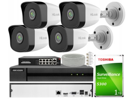 Súprava na IP monitorovanie 2Mpx 4 kamery IPCAM-B2, Záznamník 8ch - HiLook by Hikvision