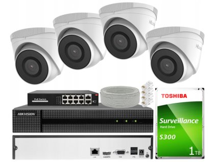 Sada pre IP monitorovanie 2Mpx 4 kamery IPCAM-T2, Rekordér 8ch - HiLook od Hikvision