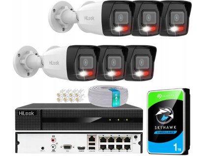 Súprava na monitorovanie IP 4Mpx 6 kamier IPCAM-B4-30DL, Hybrid Light, Rekordér 8ch s PoE, MD 2.0 - HiLook by Hikvision