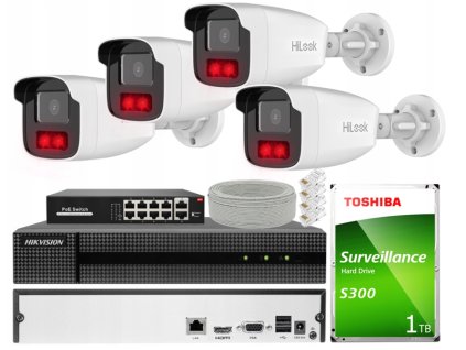 Súprava na IP monitoring 2Mpx 4 kamery IPCAM-B2-50IR, Záznamník 8ch - HiLook by Hikvision