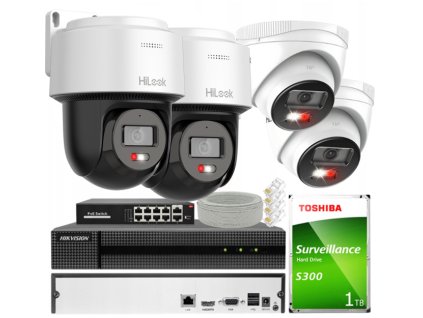 Sada pre IP monitorovanie 4Mpx 4 kamery, Hybrid Light, Záznamník 8ch - HiLook by Hikvision