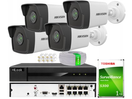 Súprava na monitorovanie IP 4Mpx 4 kamery IPCAM-B4, Záznamník 8ch s PoE, MD 2.0 - HiLook od Hikvision