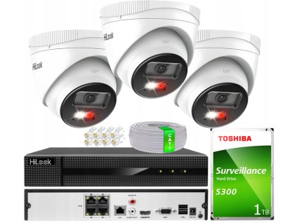Súprava na monitorovanie IP 4Mpx 3 kamery IPCAM-T4-30DL, Hybrid Light, Záznamník 4ch s PoE, MD 2.0 - HiLook by Hikvision