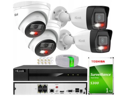 Súprava na monitorovanie IP 4Mpx 4 kamery, Hybrid Light, Záznamník 4ch s PoE, MD 2.0 - HiLook od Hikvision
