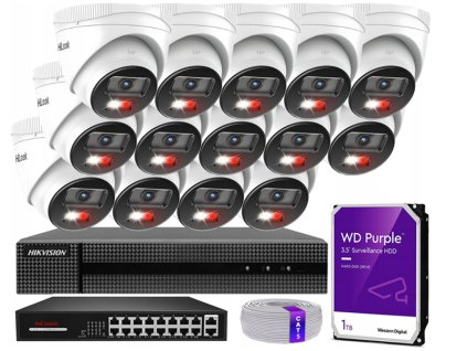 Sada na monitorovanie IP 4Mpx 14 kamier IPCAM-T4-30DL, Hybrid Light, Záznamník 16ch, MD 2.0 - HiLook by Hikvision