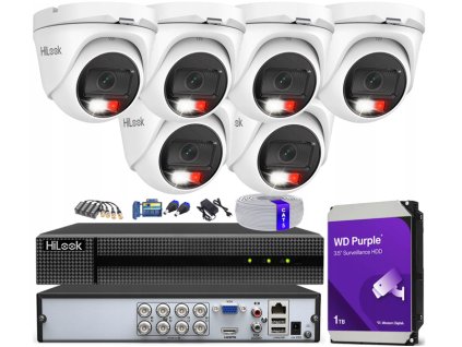 Sada na monitorovanie TurboHD, 6 kamier Hybrid Light 5Mpx, rekordér 8ch - HiLook by Hikvision