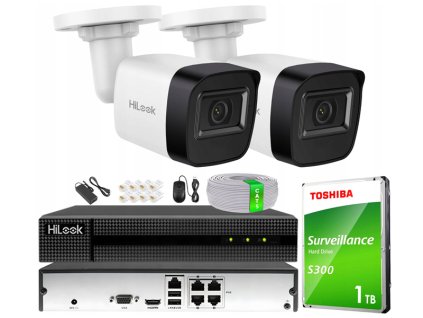 Zestaw do Monitoringu IP 4Mpx , 2 Kamery IP, Rejestrator 4ch PoE - HiLook by Hikvision
