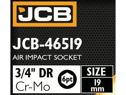 JCB Rázový nadstavec 3/4" 19mm 6-hranný Cr-Mo NÁSTRČNÝ kľúč