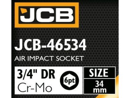 JCB Nástrčná hlavica 3/4" 34mm 6-hranná Cr-Mo UTAHOVACIA hlavica
