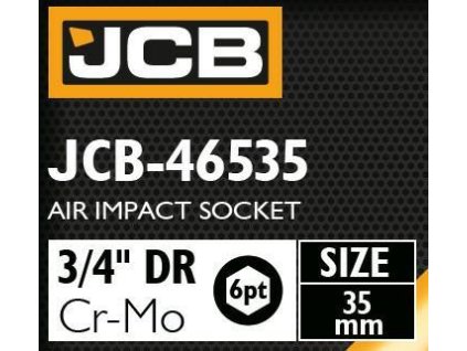 JCB Rázová hlavica 3/4" 35mm 6-hranná Cr-Mo NÁSTRČNÝ kľúč