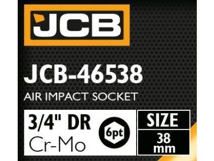JCB Rázová hlavica 3/4" 38mm 6-hranná Cr-Mo NÁSTRČNÝ kľúč