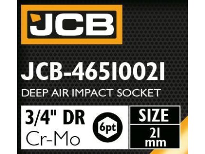 JCB NÁSTAVEC nárazový HLBOKÝ 3/4" Cr-Mo 6-hranný 21mm KĽÚČ nástrčný