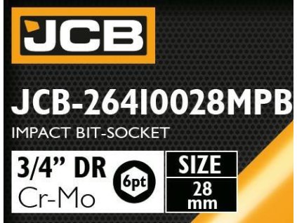 JCB Nástavec BIT rázový 3/4" 28mm 6-hranný Cr-Mo KĽÚČ nástrčný