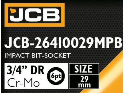 JCB Nárazový bitový nadstavec 3/4" 29mm 6-hranný Cr-Mo NÁSTAVCOVÝ kľúč