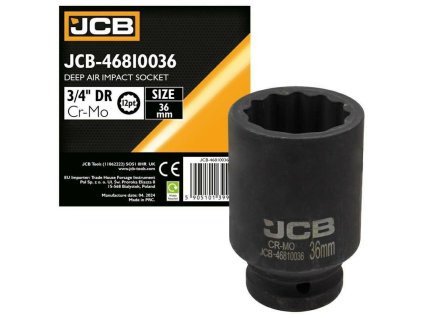 JCB NÁSTRČNÁ HLBOKÁ RÁZOVÁ HLAVICA 3/4" Cr-Mo 6-hranná 36mm