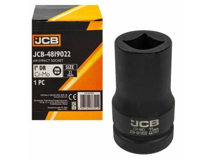JCB Rázový nástrčný kľúč 1" 22mm NA ŠTVORHRAN 4-hranný Cr-Mo NÁSTRČNÝ KĽÚČ
