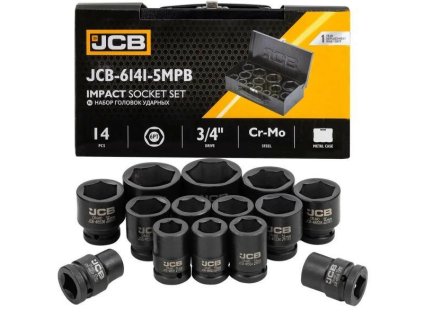 JCB Sada 3/4" nárazových hlavíc Cr-Mo 6-hranných 14 KUSOV 17-50mm