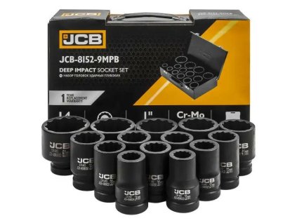 JCB Sada NÁSTAVCOV rázových HLBOKÝCH 1" Cr-Mo 12-hranné 14 PRVKOV