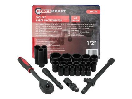 FORCEKRAFT Sada NÁRADIA nástrčné rázy 1/2" 26 dielov