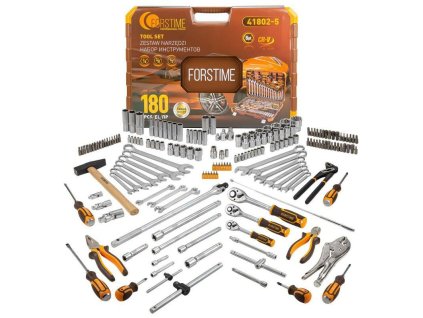 FORSTIME Sada nástrojov VEĽKÁ 180 KUSOV 1/4" 3/8" 1/2" 6-hranných 4-32mm