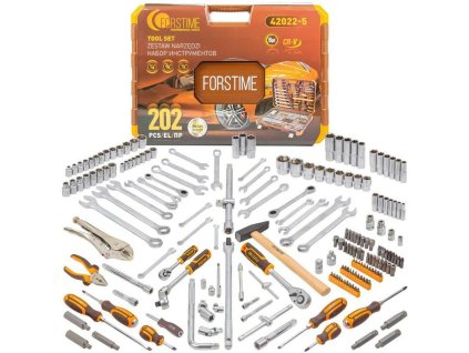 FORSTIME Veľká sada náradia 202 prvkov 1/4" 3/8" 1/2" 6-hranných 6-32mm