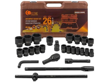 Rázové nástrčné kľúče 3/4'' 17-65mm 6-hranné 26ks kufrík