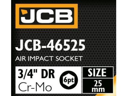 JCB Udarová hlavica 3/4" 25mm 6-hranná Cr-Mo NÁSTRČNÝ kľúč