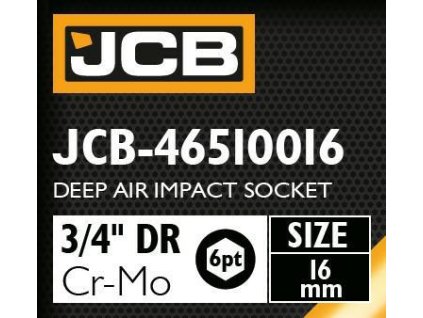 JCB NÁRAZOVÁ HLUBOKÁ NÁSTAVBA 3/4" Cr-Mo 6-hranná 16mm NÁSTRČNÝ KĽÚČ