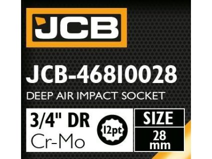 JCB RÁZOVÝ NADSTAVEC HLADKÝ 3/4" Cr-Mo 12-HRANNÝ 28mm NÁSTAVCOVÝ KĽÚČ
