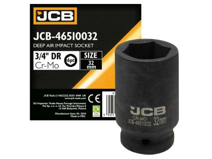 JCB HLAVICA rázová HLBOKÁ 3/4" Cr-Mo 6-hranná 32mm