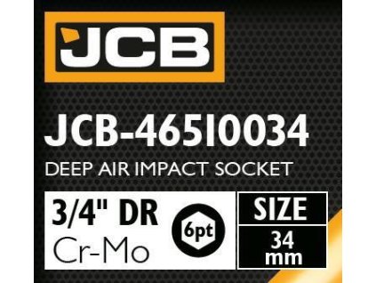 JCB NÁSADKA úderová HLBOKÁ 3/4" Cr-Mo 6-hranná 34mm KĽÚČ nástrčný