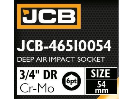 JCB NÁSTAVEC úderový HLBOKÝ 3/4" Cr-Mo 6-hranný 54mm ZÁSTRČNÝ KĽÚČ