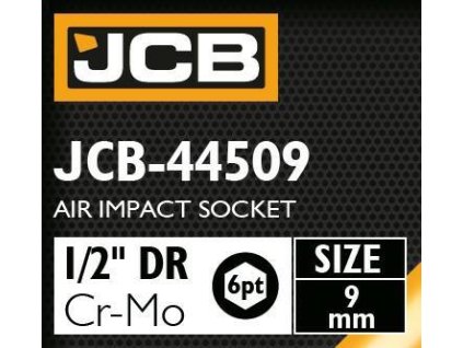 JCB Rázový nadstavec 1/2" 9 mm 6-hranný Cr-Mo NÁSTRČNÝ kľúč
