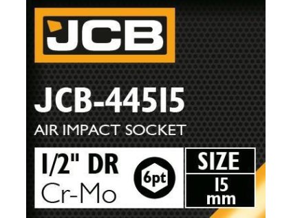 JCB Rázová hlavica 1/2" 15 mm 6-hranná Cr-Mo NÁSTRČNÝ kľúč