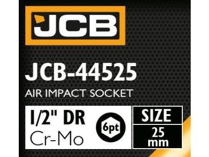JCB Rázová hlavica 1/2" 25 mm 6-hranná Cr-Mo NÁSTRČNÝ kľúč