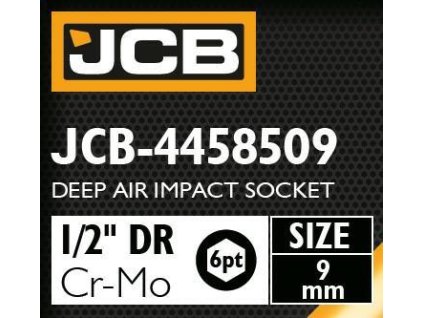 JCB NÁRAZOVÁ HLAVICA HLBOKÁ 1/2" Cr-Mo 6-hranná 9mm ORECHOVÝ KĽÚČ