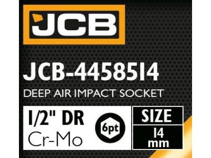 JCB NÁSTRČNÁ HLAVICA ÚDEROVÁ HLUBOKÁ 1/2" Cr-Mo 6-hranná 14mm RÁČŇOVÝ KĽÚČ