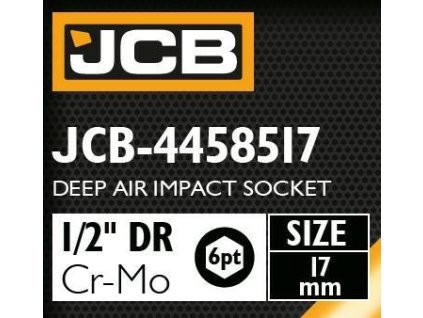 JCB UDAROVÁ HLAVICA HLBOKÁ 1/2" Cr-Mo 6-hranná 17mm NÁSTRČNÝ KĽÚČ