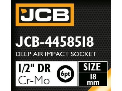 JCB NÁSTAVEC úderový HLBOKÝ 1/2" Cr-Mo 6-hran 18mm NÁSTRČNÝ KĽÚČ