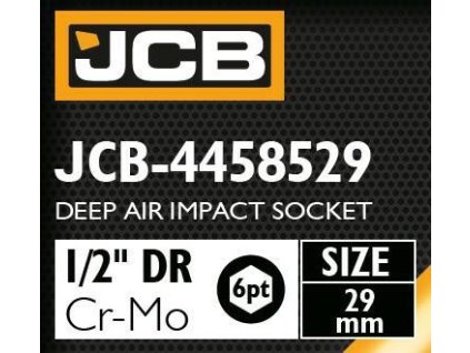 JCB NÁRAZOVÁ HLAVICA HLBOKÁ 1/2" Cr-Mo 6-hranná 29mm NÁSTRČNÝ KĽÚČ