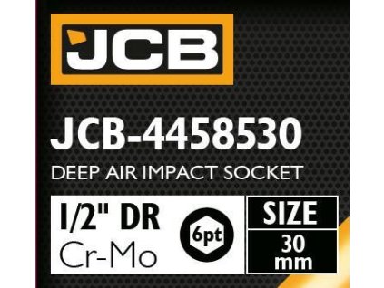 JCB NÁRADIE úderové HLBOKÉ 1/2" Cr-Mo 6-uholník 30mm KĽÚČ NÁSTRČNÝ