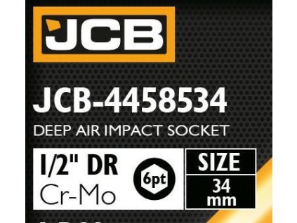 JCB NÁRAZOVÁ HLAVICA HLBOKÁ 1/2" Cr-Mo 6-hranná 34mm NÁSTRČNÝ KĽÚČ