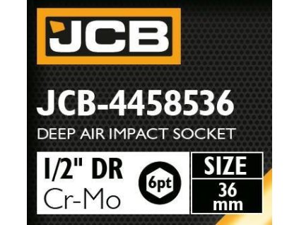 JCB HLAVICA nárazová HLBOKÁ 1/2" Cr-Mo 6-hranná 36mm NÁSTRČNÝ KĽÚČ