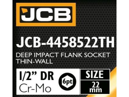 JCB HLAVICA úderová HLBOKÁ tenkostenná 1/2" Cr-Mo 6-hranná 22mm