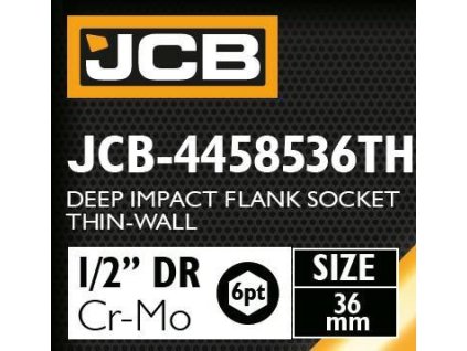 JCB HLAVICA úderová HLBOKÁ tenkostenná 1/2" Cr-Mo 6-hranná 36mm