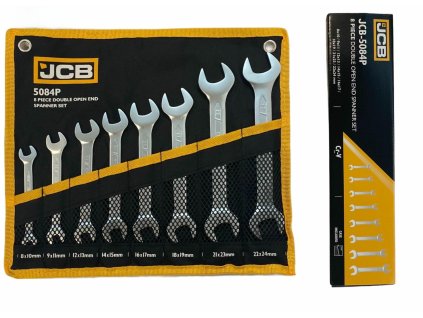 JCB Sada DVOJSTRANNÝCH plochých KĽÚČOV 8 DIELNA na PLACHTE 8-24mm Cr-V