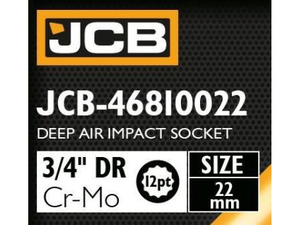 JCB NÁSTAVEC úderový HLBOKÝ 3/4" Cr-Mo 12-hranový 22mm KĽÚČ nástrčný