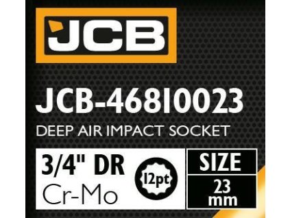 JCB NÁRAZOVÁ HLAVICA HLBOKÁ 3/4" Cr-Mo 12-hranná 23mm NÁSTRČNÝ KĽÚČ