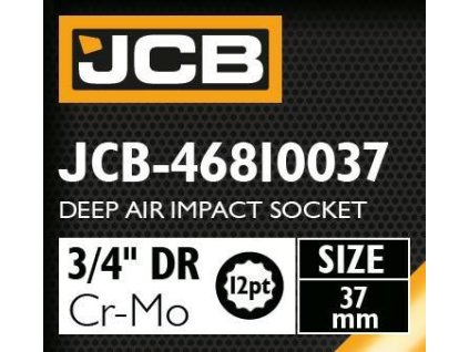 JCB NÁSTAVEC úderový HLBOKÝ 3/4" Cr-Mo 12-hranový 37mm NÁSTRČNÝ KĽÚČ